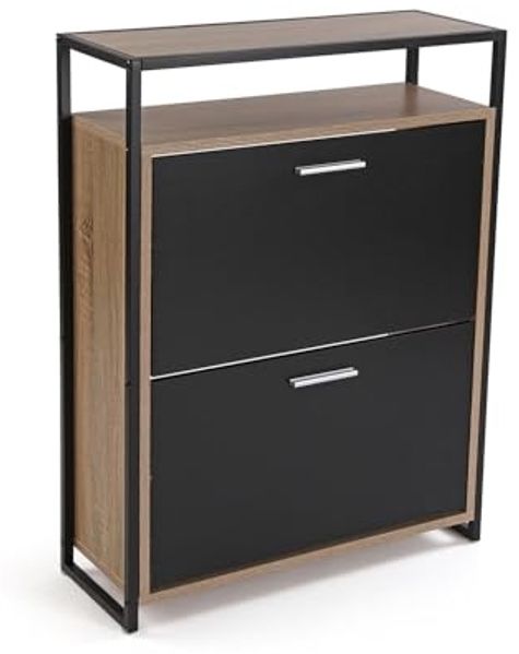 VERSA Schuhregal 2 Schubladen Abmessungen (H x L x B) 85 x 63,2 x 23,5 cm, Farbe Schwarz