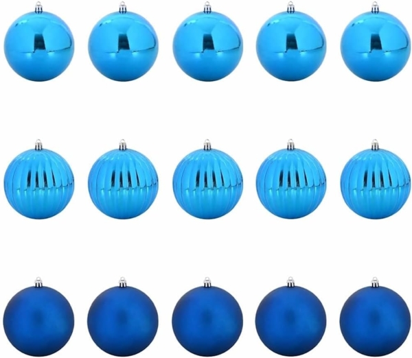 vidaXL Weihnachtskugel-Set 15 pcs Blau Kunststoff 42018881