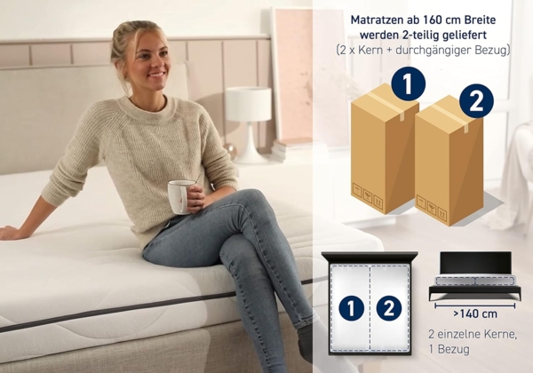 Irisette Rügen 1.000er Tonnentaschenfederkernmatratze, 24cm hoch, 7-Zonen Wendematratze, Härtegrad 3, 180x200 cm, Öko-Tex Zertifiziert, produziert nach deutschem Qualitätsstandard Bild 3