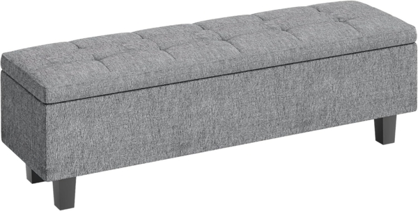 HOMCOM Polsterbank Sitzbank mit Stauraum, Leinenoptik, Holzbeine (Bettbank, 1-St, Truhebank), für Flur, Schlafzimmer, Wohnzimmer, 138 x 40 x 45 cm, Dunkelgrau