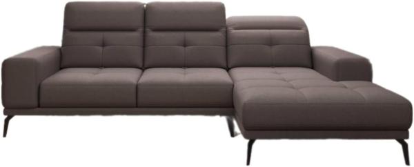 Designer Sofa Terina inkl. Beistellhocker Stoff Dunkelbraun Rechts