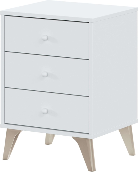 Habitdesign Nachttisch, Bürobuch, kostengünstiges Modell, mattweißes Finish, Maße: 38 cm (Breite) x 45 cm (Höhe) x 34 cm (Tiefe)