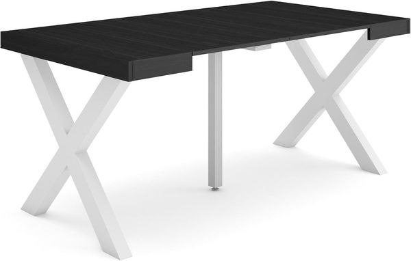 Skraut Home | Ausziehbarertisch | Multifunktionaler ausziehbarer | 160 | Für 8 Gäste | Massivholz Beine | Moderner Stil | Schwarz