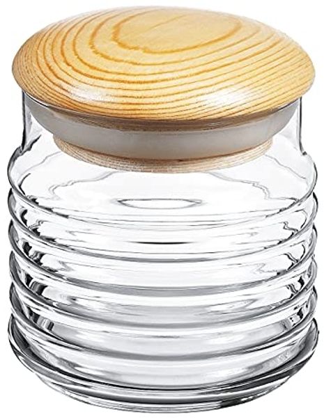Elegantes Glasgefäß Vorratsglas Aufbewahrungsglas mit Holzdeckel 630 ml