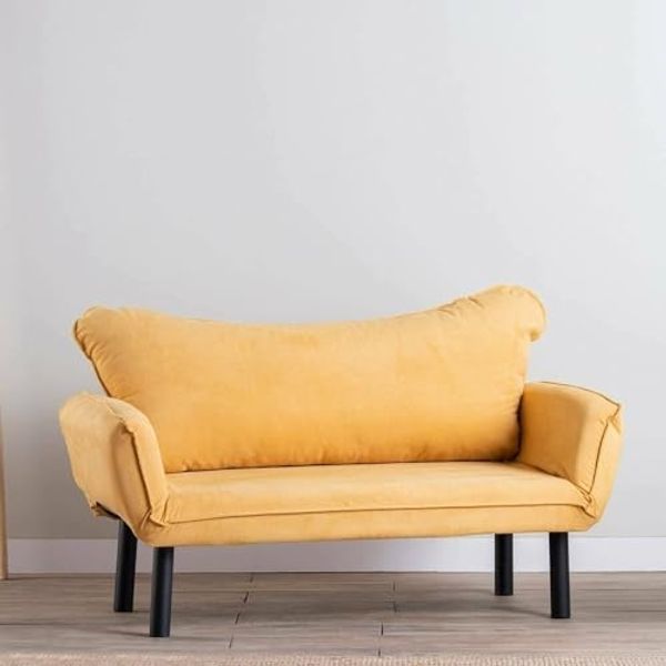 Dmora Schlafsofa 2-Sitzer Aquilonis 140x65 cm Gelb, Stauraum