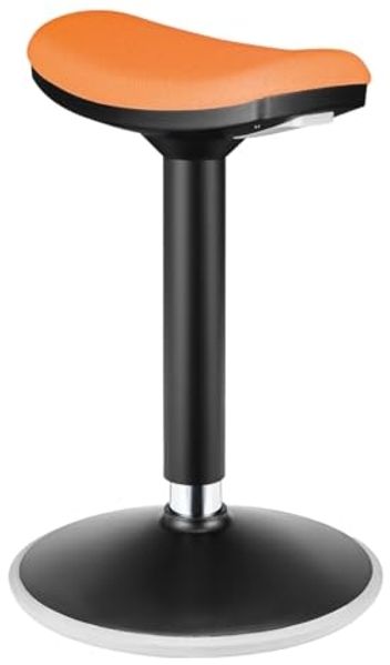 LogiLink EO0071 - Sitz-/Steh-/Drehhocker, höhenverstellbar 56–82 cm, Tragkraft max. 136 kg, Farbe: Schwarz/Orange