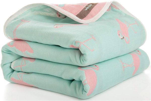 Hayisugal Kinder Decke 6-lagig Babydecke aus 100% Baumwolle - kuschelige Baumwolldecke Ideal als Kinderwagendecke, Erstlingsdecke, Bettdecke oder Kuscheldecke, Flamingo, 120x150 cm