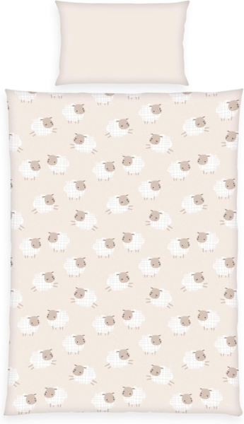 Baby Best Wendebettwäsche babybest Schäfchen, Flanell, 2 teilig, besonders kuschelig