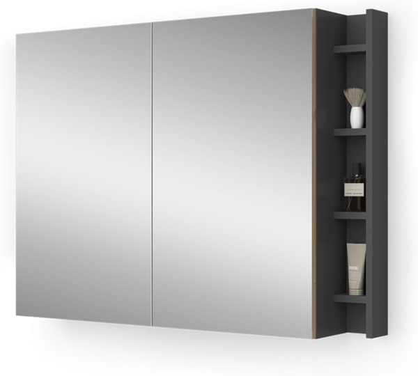 Badspiegelschrank Edelin Anthrazit/Artisan 100 x 75 cm mit Regalen Vicco Bild 6
