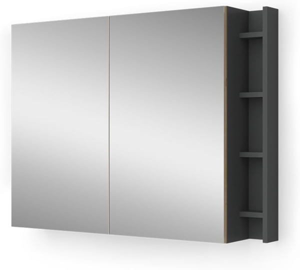 Badspiegelschrank Edelin Anthrazit/Artisan 100 x 75 cm mit Regalen Vicco Bild 1