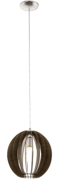 Eglo 94635 Hängeleuchte Holzstaboptik COSSANO nickel-matt, Holz braun E27 max. 1X40W Ø30cm H:130cm dimmbar