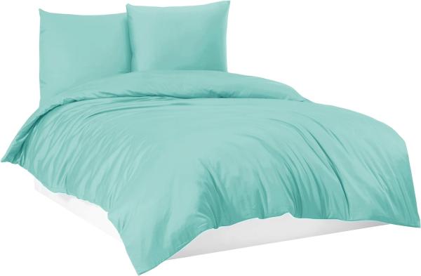Mixibaby Bettwäsche Bettgarnitur Bettbezug 100% Baumwolle 135x200 155x220 200x200 200x220, Farbe:Mint, Größe:200x200 cm
