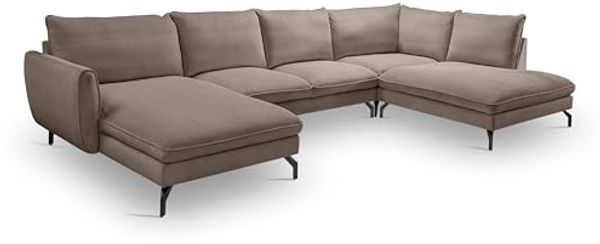 Ecksofa (B/H/T: 361x87x202 cm) in Braun-beige