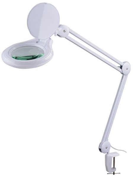 Semplix LED Lupen-Tischlampe 3D weiß (Linse 127 mm/dimmbar/Tischklemme)