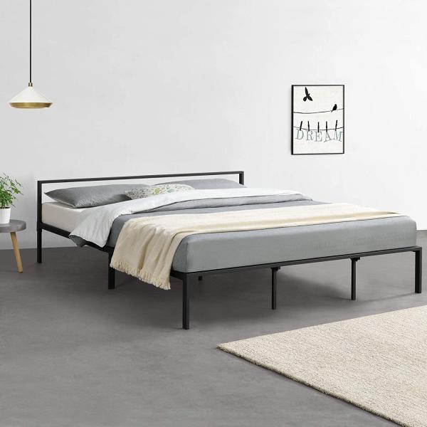 en.casa 'Imatra' Metallbett, Doppelbett 180x200 cm, schwarz, mit Lattenrost