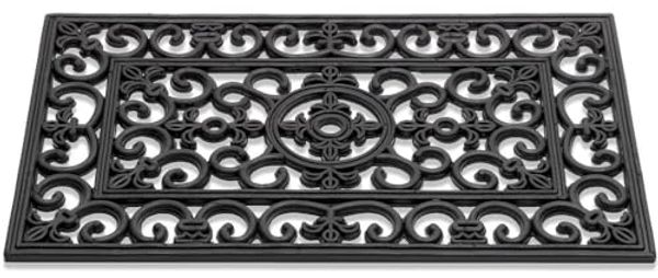 matches21 HOME & HOBBY Fußmatte Fussabtreter Gusseisen-Optik floral als Outdoor Gummi-Matte, rechteckig, Höhe: 12 mm, Wetterfeste 40x60 cm Aussen-Bereich Türmatte als Schmutzfangmatte