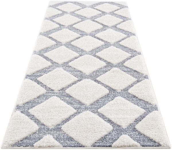 Carpet City Hochflor-Läufer Focus 4497, rechteckig, Höhe: 20 mm, besonders weich, Rauten-Optik, 3D-Effekt
