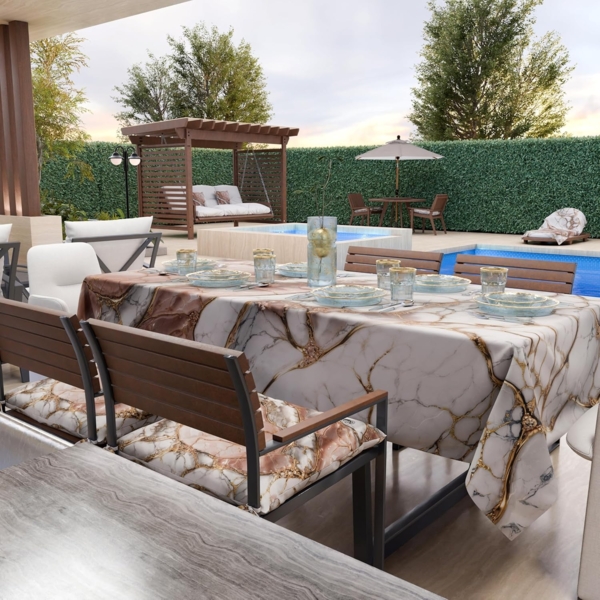 PETTI Artigiani Italiani - Fleckabweisende Tischdecke, rechteckig, für Küche, elegant, Marmoreffekt, Rosa, X12 Plätze (140x240 cm), 100% Made in Italy Bild 3