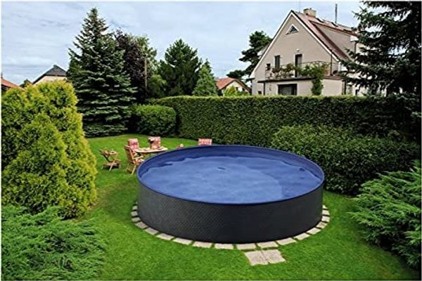 Rundpool 350x90 cm , Stahlwandbecken-Set, Schwimmenpool Anthrazit, Swimmingpool