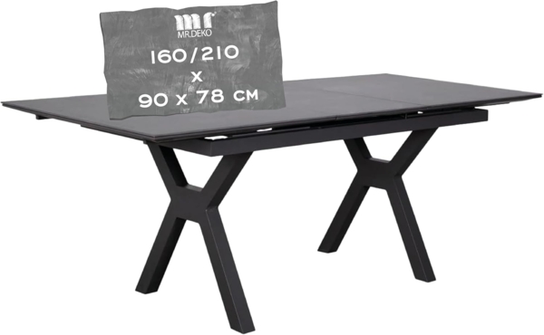 Ausziehtisch Granada 160/210 x 90 cm dark grey Aluminium