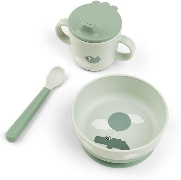 Done By Deer 'Happy Clouds' First Meal Dinnerset, Kunststoff grün