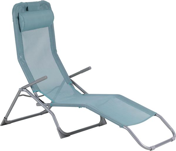 aro Outdoor Liegestuhl Charles mit Klippfunktion, Sonnenliege mit Armlehene, Stahl/Textilen-Bespannung, Klappbar, Türkisfarben