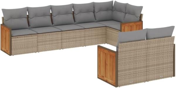 vidaXL 8-tlg. Garten-Sofagarnitur mit Kissen Beige Poly Rattan 3260232 Bild 1