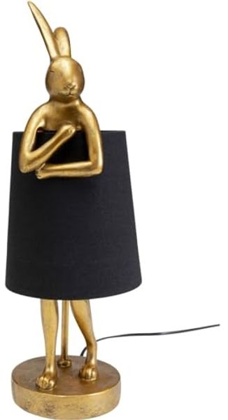 Kare Design Tischleuchte Animal Rabbit, Gold/Schwarz, 50 x 17 x 20 cm, Tischlampe, Nachttischlampe, Hasenleuchte, Tiermotiv, Leuchtmittel nicht inklusive, Wohnzimmer
