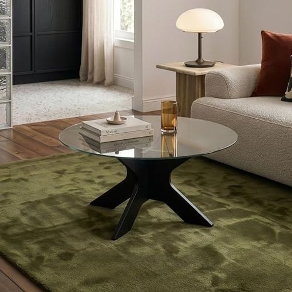 Couchtisch Imi mit Glasplatte Ø70x35 cm Schwarz/Grau [en. casa]