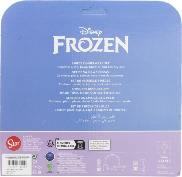 Kunststoff Kindergeschirr Set (5 tlg.) Schüssel, Teller, Becher & Besteck Disney Frozen Bild 3