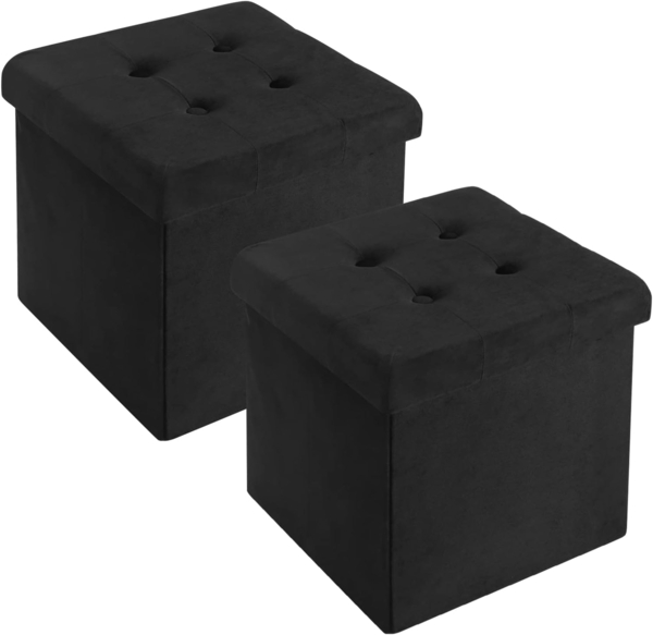 Woltu Sitzhocker (2 St), mit Stauraum, Deckel abnehmbar, Gepolstert, Fußhocker faltbar
