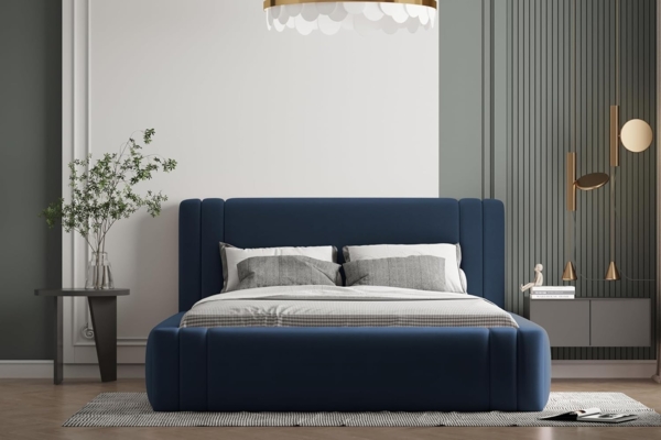 Polsterbett ROLF 140x200 mit Matratze, Bettkasten und Lattenrost. Farbe: VELUTTO 11