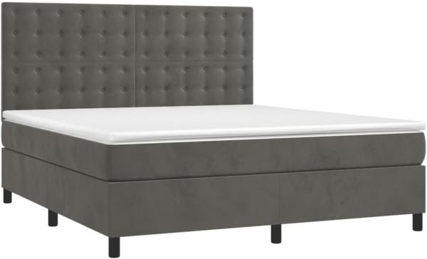 vidaXL Boxspringbett mit Matratze & LED Dunkelgrau 180x200 cm Samt 3136378