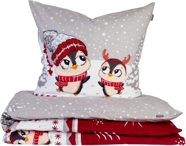 Schiesser Bettwäscheset Antoni - Feinbiber - 2-teilig - 155 x 220 cm - Grau