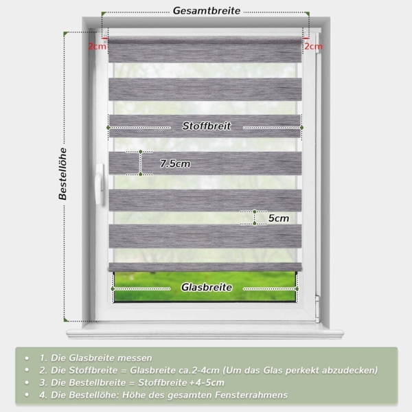 Deswell Doppelrollo Klemmfix ohne Bohren Marmor-Grau B60 x H130 cm (Stoffbreite 56cm) Rollos für Fenster ohne Bohren für Fenster mit Lichtdurchlässig & Verdunkelnd/Höhe Stufenlos Verstellbar Bild 4
