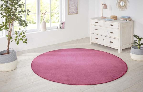 Kurzflor Teppich Nasty, rund - pink - 133 cm Durchmesser