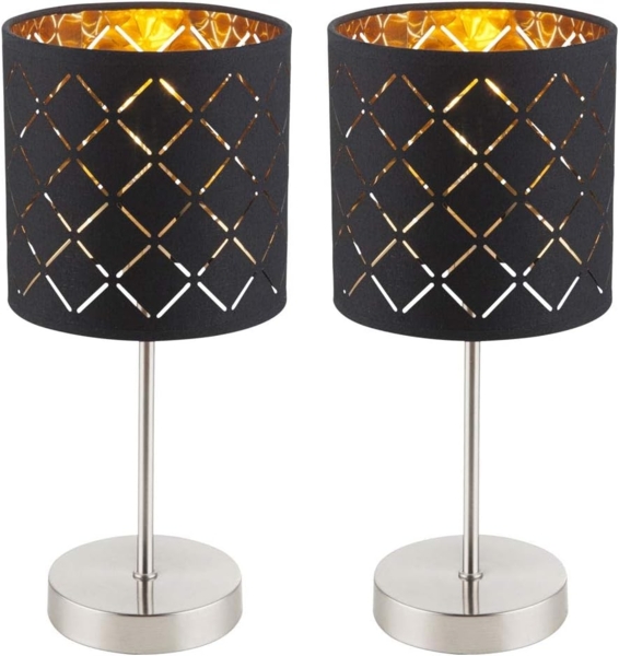 2er Set Tischlampe, Textil, schwarz, H 35 cm