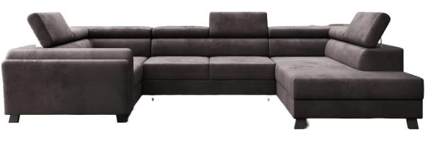 Designer Sofa Emilio mit Schlaf- und Klappfunktion Samt Dunkelbraun Rechts