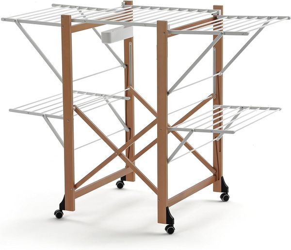 ARREDAMENTIITALIA Arredamenti Italia Wäscheständer ALIANTE, Holz - Klappbar - Ausziehbar 25 mt Leine - Farbe: Kirsche Holz AR-It il Cuore del Legno