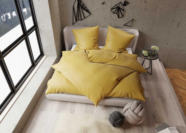 TENCEL™ Lyocell Bettwäsche gold Garnitur 200x200 + 2x 80x80