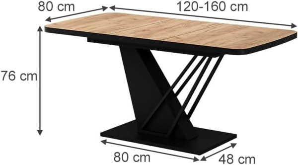 Esstisch Fenaro Goldkraft Eiche/Schwarz 120x80 cm ausziehbar Vicco Bild 3