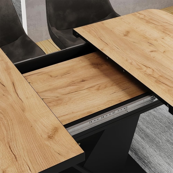 Esstisch Fenaro Goldkraft Eiche/Schwarz 120x80 cm ausziehbar Vicco Bild 4