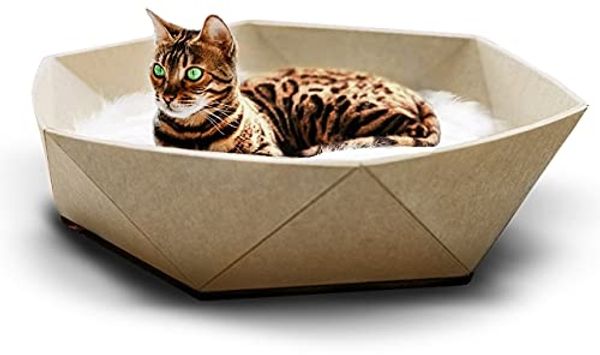Canadian Cat Company Tierbett Katzenbett Zoey aus Filz, braun/beige, Filzkorb, Haustierbett für Katzen, ca. 65 x 65 x 16 cm