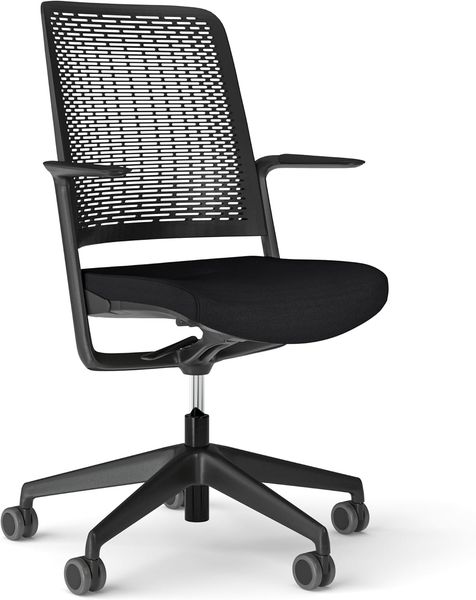 Nowy Styl WithME Bürostuhl, Arbeitsdrehstuhl, profilierte Rückenlehne, Konferenzraum, ergonomisch, Homeoffice, schwarz/schwarz