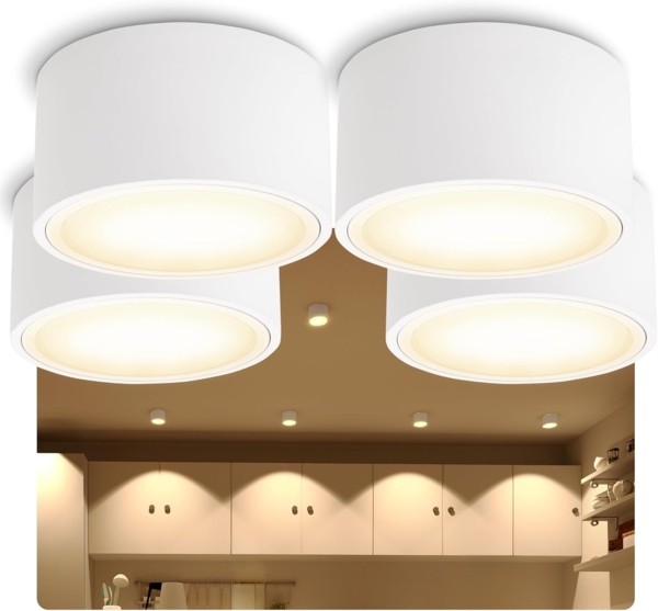 SSC-LUXon LED Aufbaustrahler Flacher LED Aufbaustrahler CELI-X in rund & matt weiss mit 5W, Warmweiß