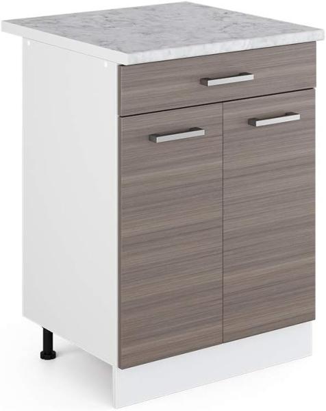 Vicco Küchenschrank R-Line Hängeschrank Unterschrank Küchenzeile Küchenunterschrank Arbeitsplatte, Möbel verfügbar in anthrazit und weiß (edelgrau mit Arbeitsplatte, Schubunterschrank 60 cm)