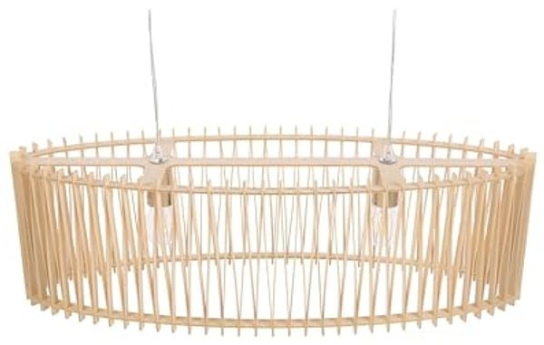 'Chari' Hängeleuchte Braun/ heller Holzfarbton 124 cm aus MDF-Platte und Metall Schirm aus Streben Moderner Stil