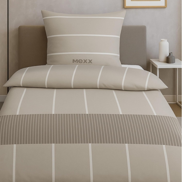 Mexx Bettwäsche Set 2-teilig 135x200 80x80 cm aus 100% Baumwolle im zeitlosen Design, Renforcé, 2 teilig, mit YKK-Reißverschluss