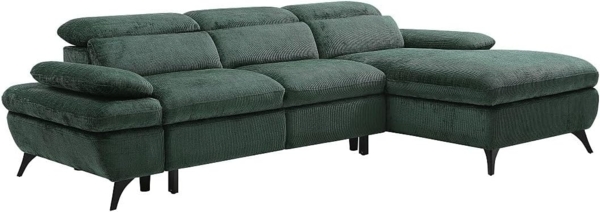 Vente-unique - Ecksofa mit Schlaffunktion - Ecke rechts - Strukturstoff - Grün - SURDELI