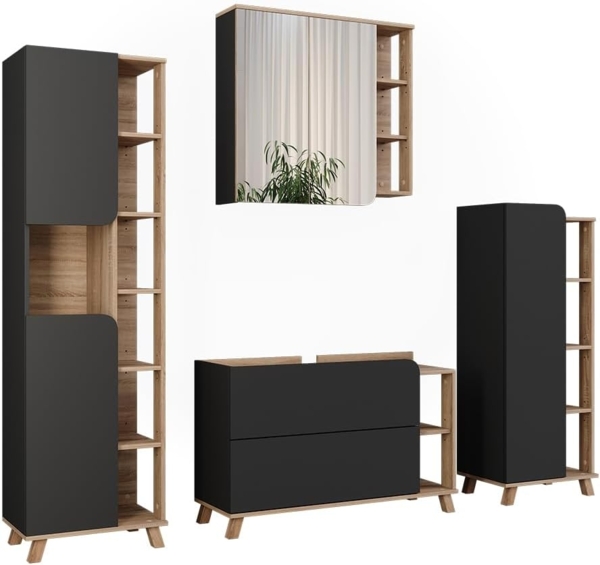 Badmöbel-Set Karen Sonoma/Anthrazit 4 Teile Vicco